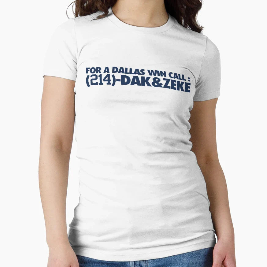Dallas Win Call 214 Dak Zeke Blue T-Shirt - Fun Novelty Design for Adults
