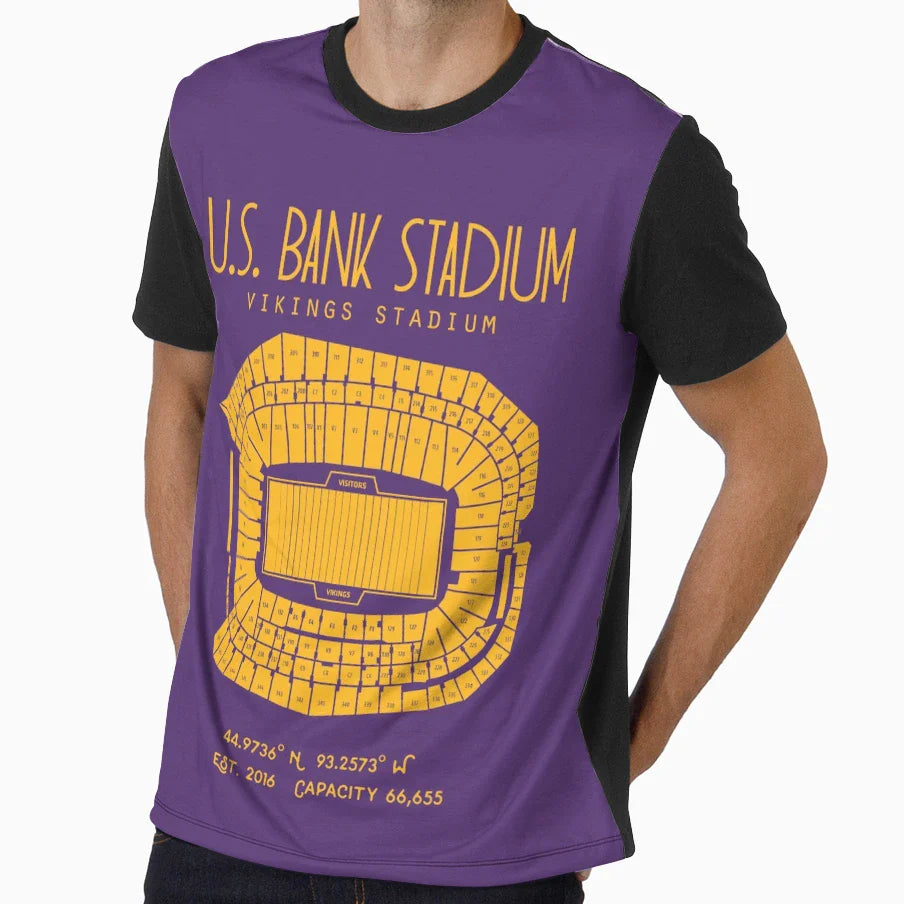 Minnesota Vikings Us Bank Stadium T-Shirt - Minimalist Print Unisex