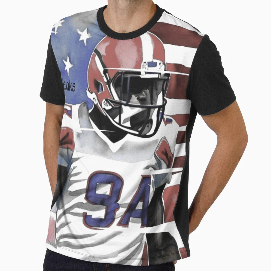 American Football Player T-Shirt - Minimalist Print for Adults