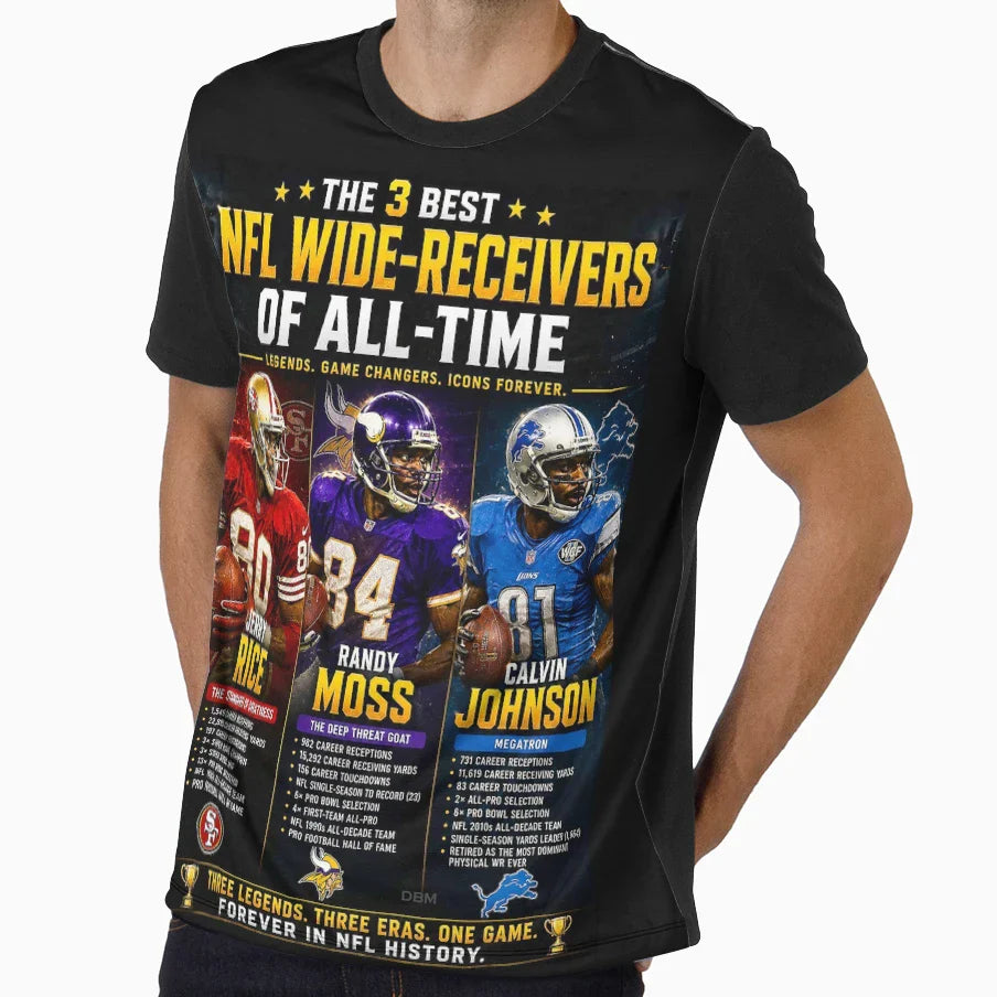 Pro Football 3 Greatest Wide Receivers T-Shirt - Unique Graphic Men Women