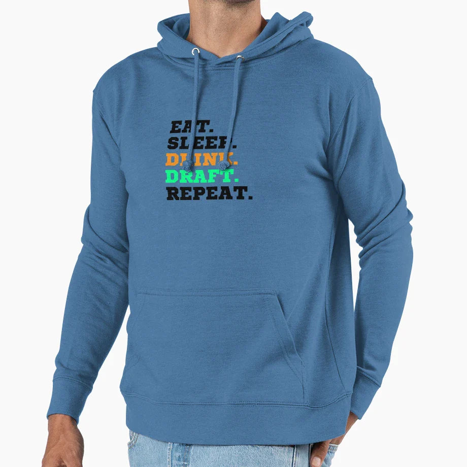 Eat Sleep Drink Draft Repeat Black Hoodie - Streetwear Style for Adults