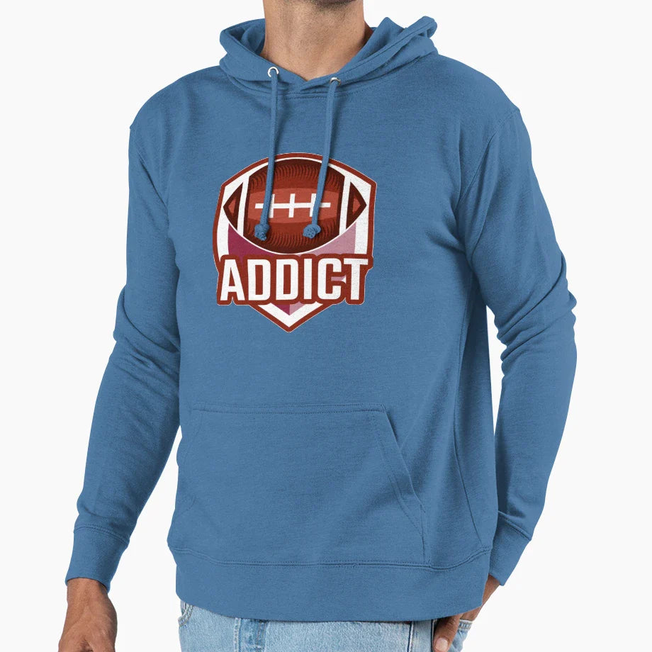Football Addict Football Lovers Gifts Hoodie - Unique Graphic for Adults