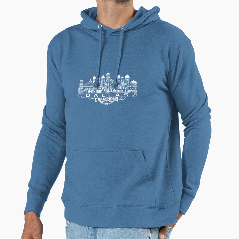 Dallas Football Dynasty Skyline Champions Hoodie - Aesthetic Graphic Unisex