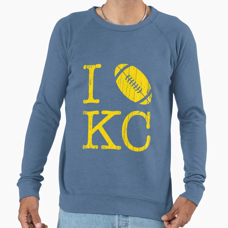 I Love Kansas City Football Sweatshirt - Fun Novelty Design Men Women