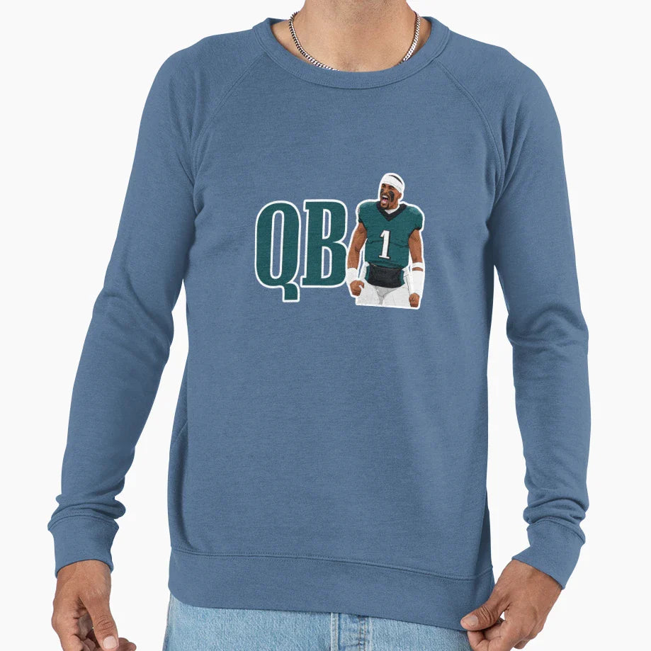Philadelphia Football Qb1 Hurts Sweatshirt - Graphic Print for Adults