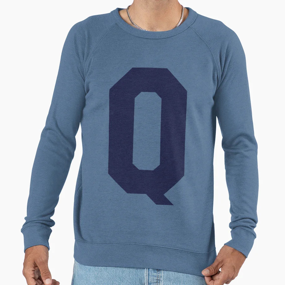 Alphabet Marine Blue Q Sports Letter Q Sweatshirt - Minimalist Print Unisex
