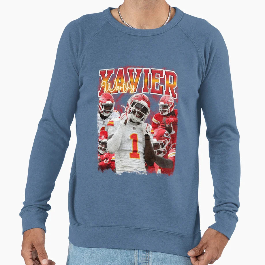 Xavier Worthy Football Star Collage Sweatshirt - Aesthetic Graphic Unisex