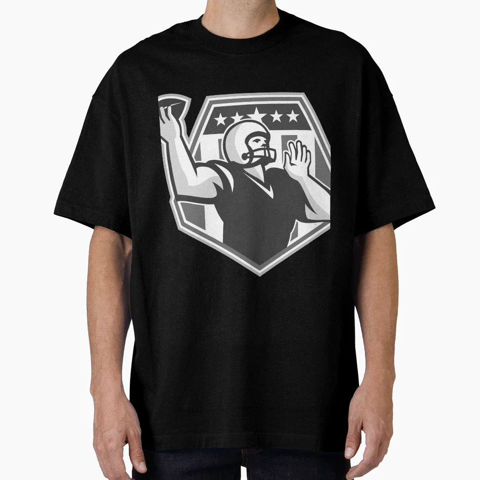 American Football Quarterback Shield T-Shirt - Trendy Graphic Unisex
