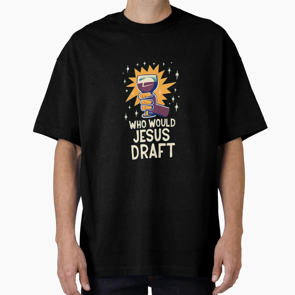 Who Would Jesus Draft Christian Fantasy T-Shirt - Minimalist Print Unisex