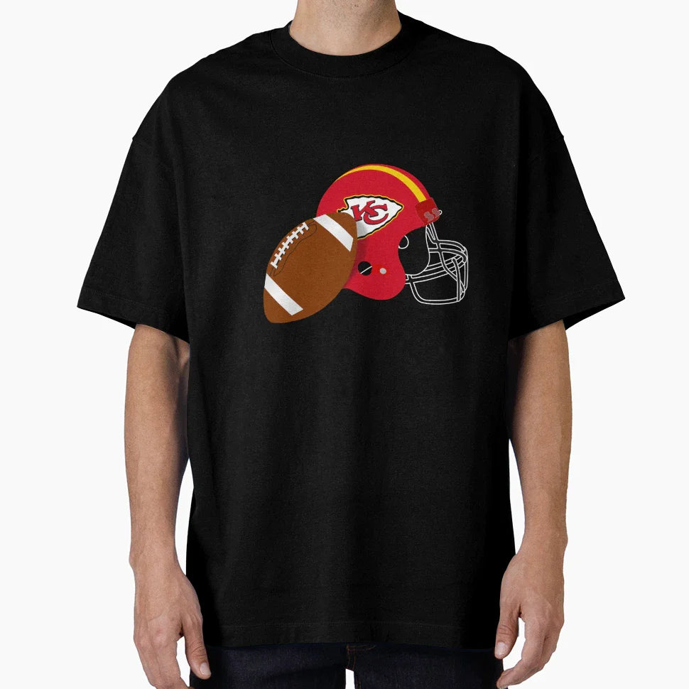Kansas City Football Helmet T-Shirt - Minimalist Print for Adults