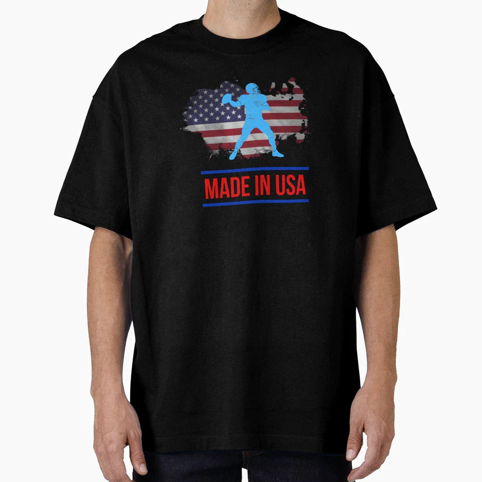 Football Player Ball Against American T-Shirt - Graphic Print Men Women