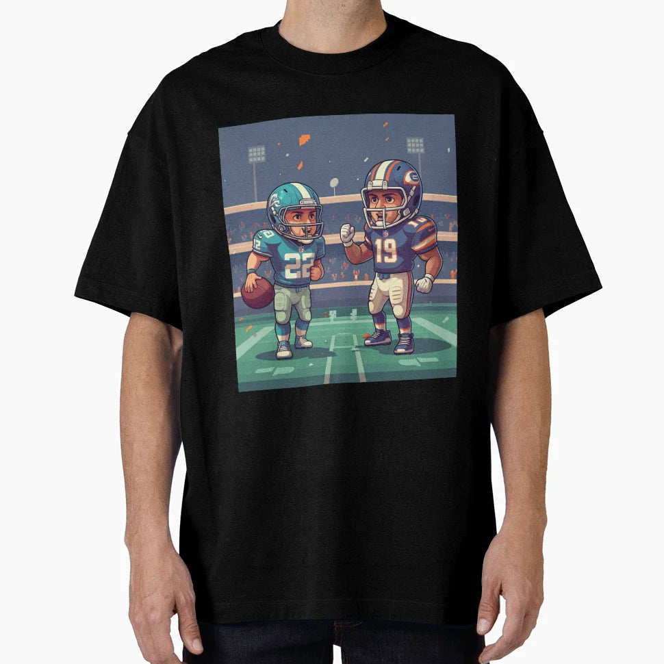 Chibi Football Showdown Cartoon Nfl T-Shirt - Minimalist Print Men Women