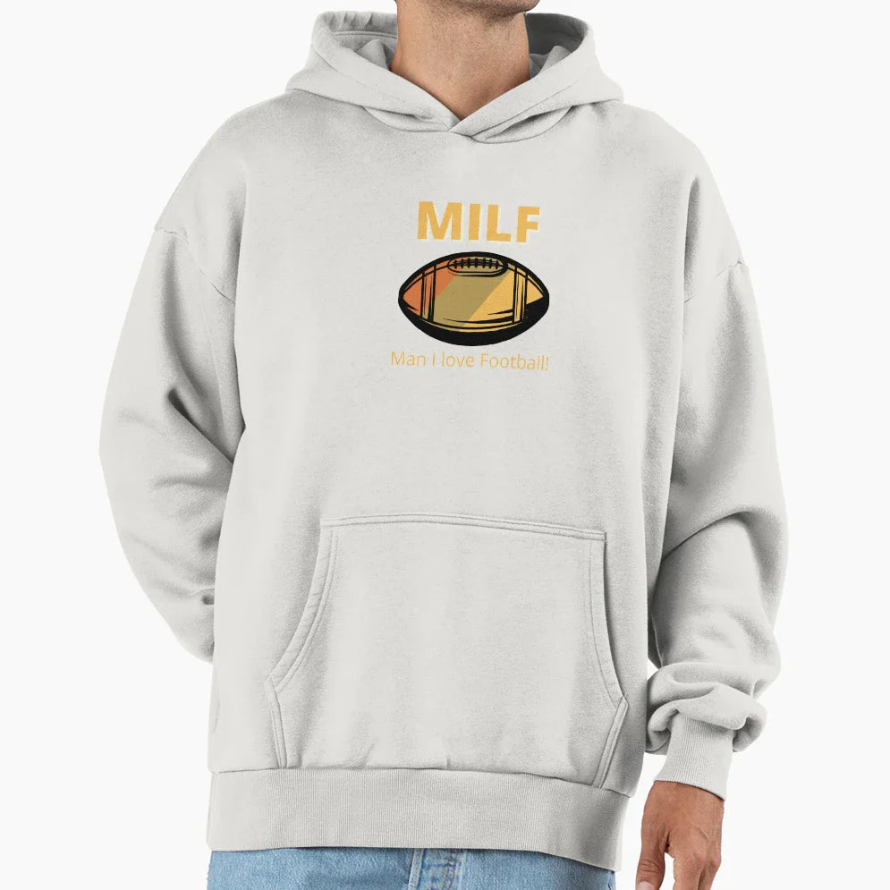 Milf I Love Football Dark Colors Hoodie - Trendy Graphic for Adults