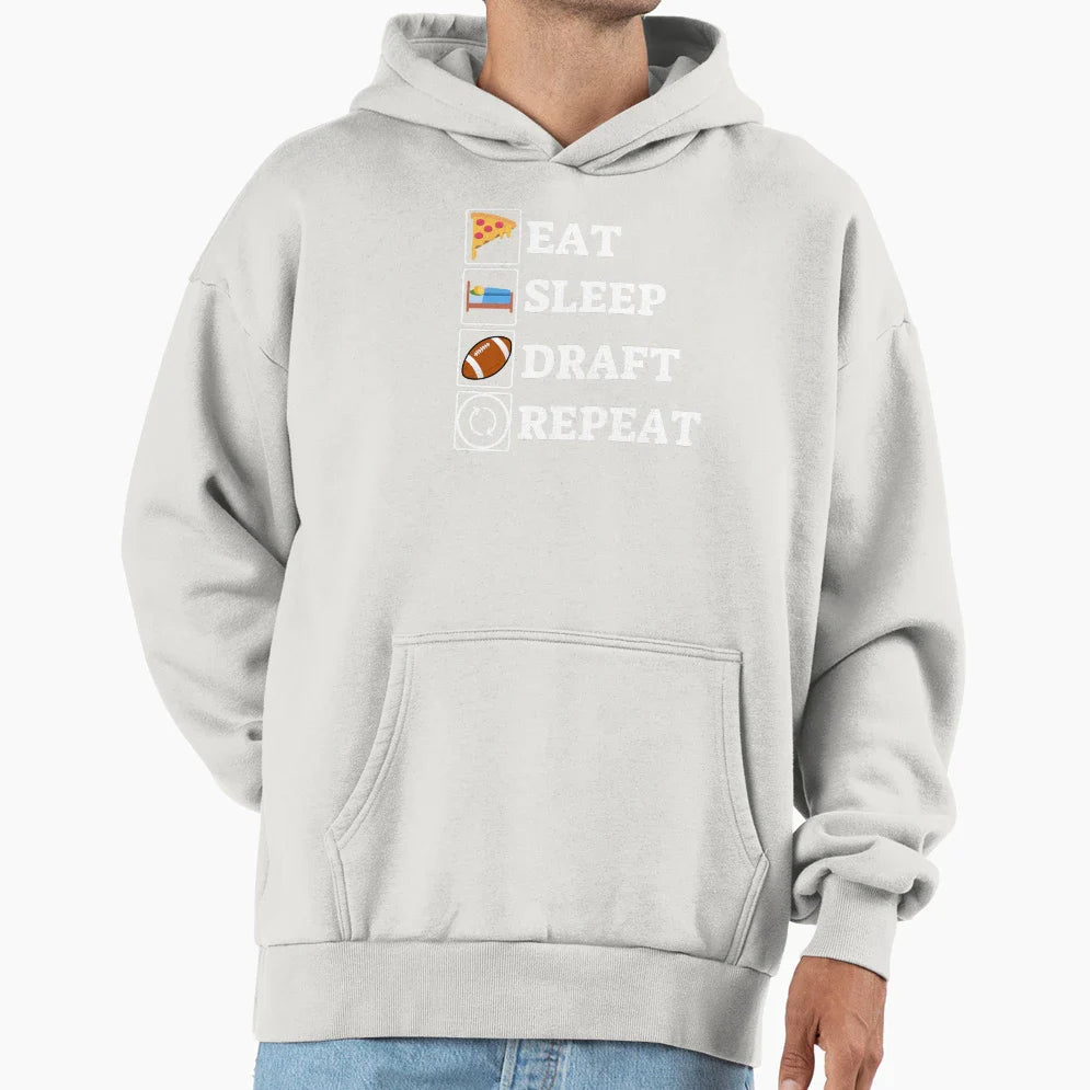 Eat Sleep Draft Repeat Hoodie - Aesthetic Graphic for Adults