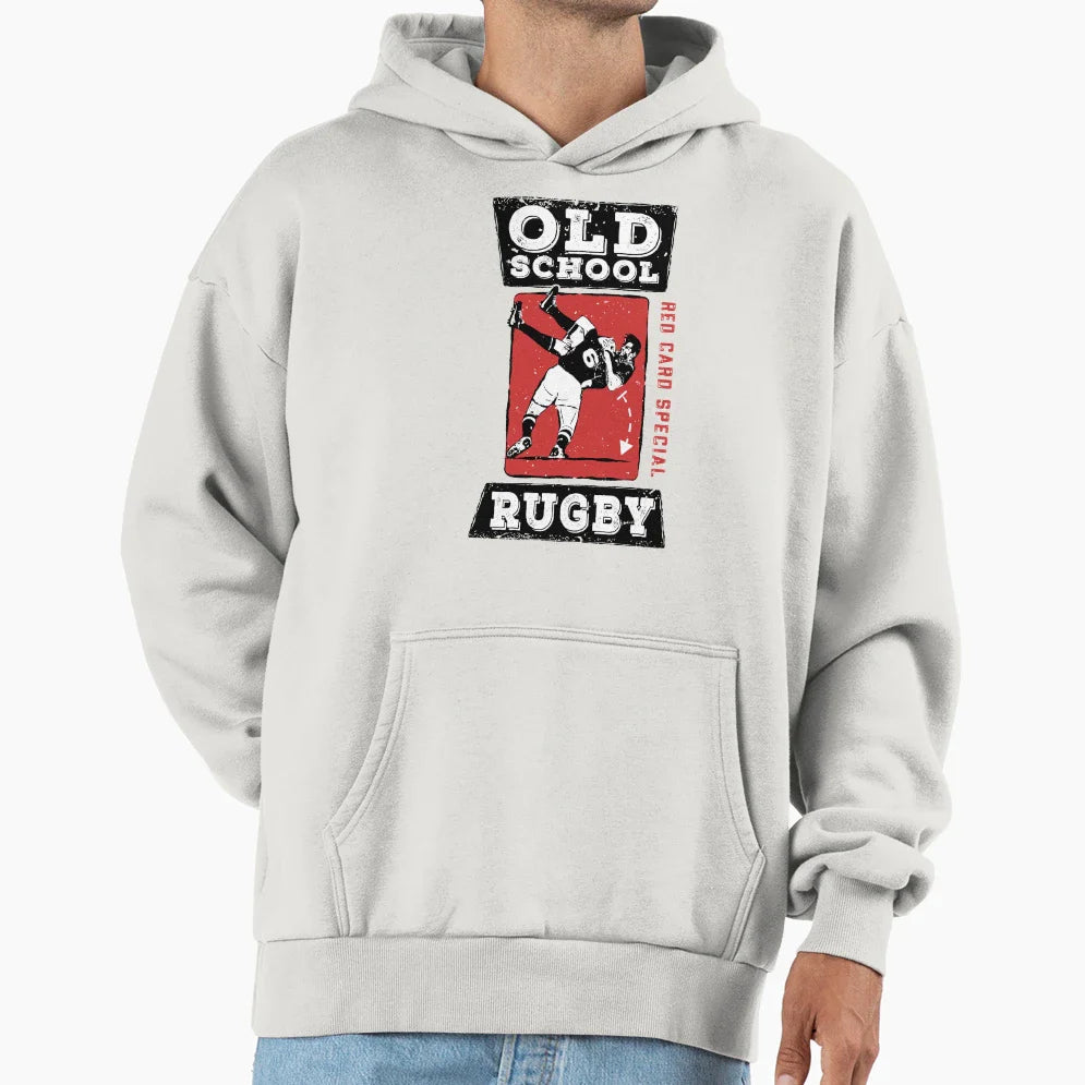 Old School Rugby Red Card Special Hoodie - Minimalist Print for Adults