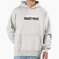 Lets Go Draft Pick Cle White Brown Hoodie - Trendy Graphic for Adults