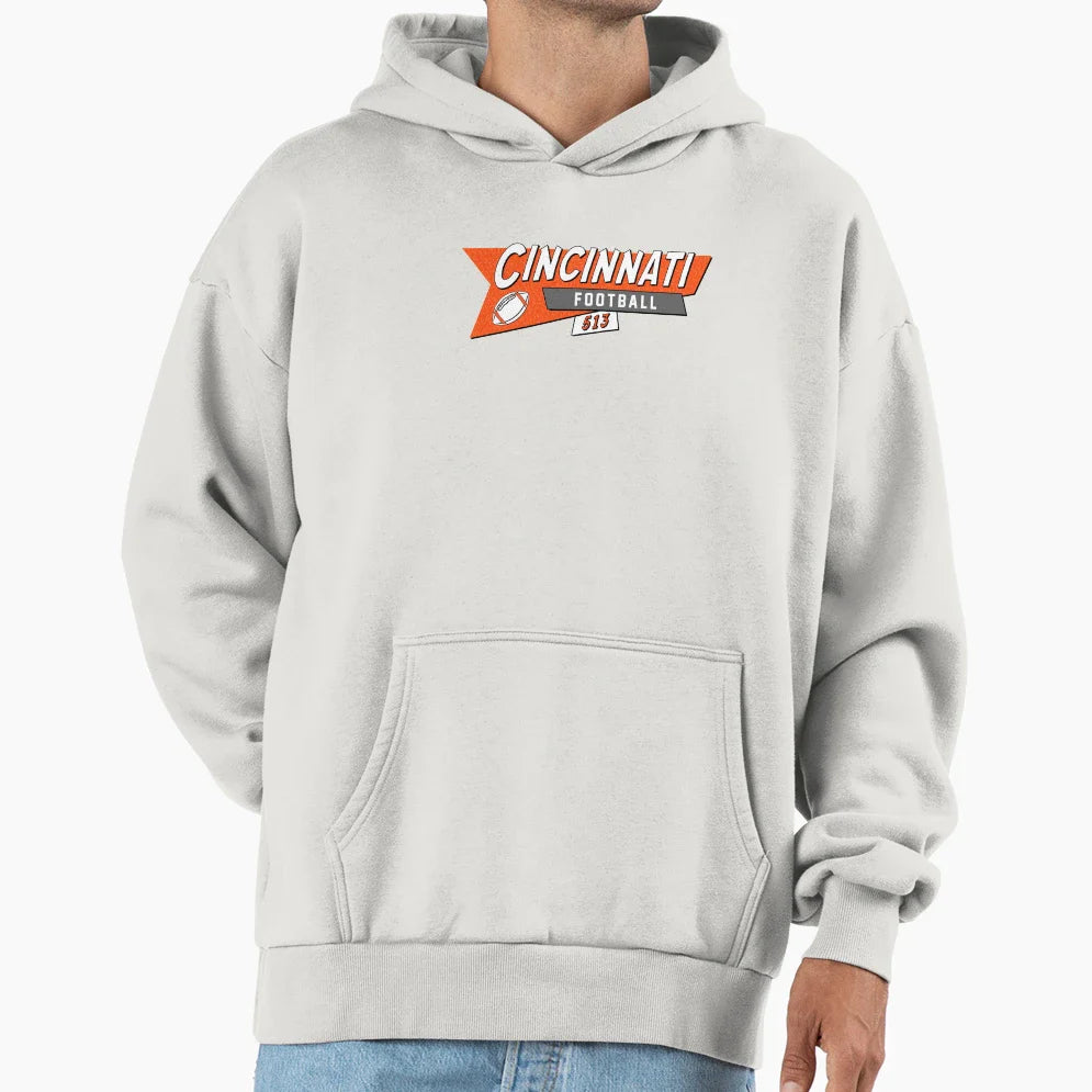Cincinnati 90S Football Hoodie - Minimalist Print for Adults