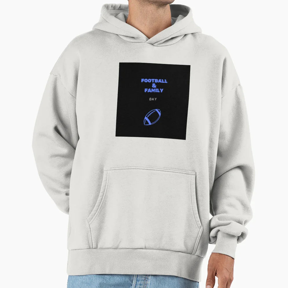 Football Family Blue Hoodie - Graphic Print for Adults