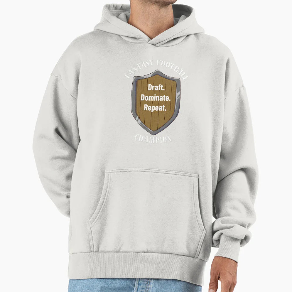Draft Dominate Repeat Fantasy Football Hoodie - Streetwear Style Unisex