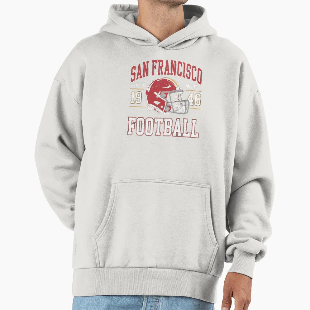 San Francisco Football Helmet Team Colors Hoodie - Aesthetic Graphic Unisex
