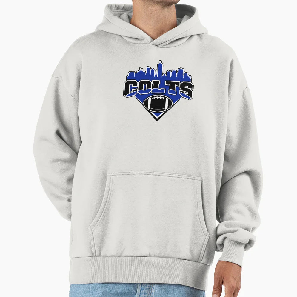 Colts Football Skyline Football Team Hoodie - Minimalist Print for Adults