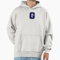 Silver And Navy Varsity Letter G Hoodie - Minimalist Print Unisex