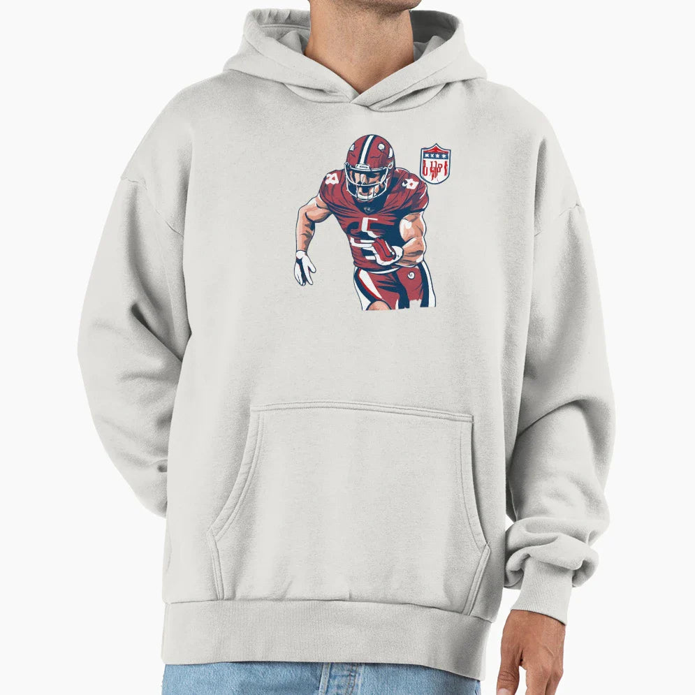 97 Player Touchdown Defensive End Hoodie - Unique Graphic Unisex