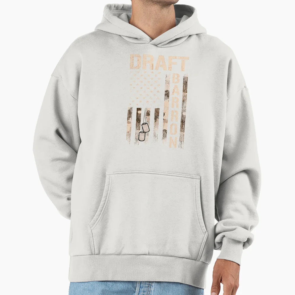 Draft Barron Funny Military Sarcastic Hoodie - Novelty Apparel for Adults