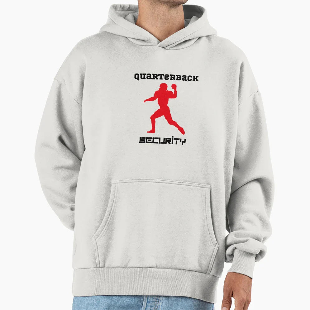 Quarterback Security Red Hoodie - Casual Everyday Wear Unisex