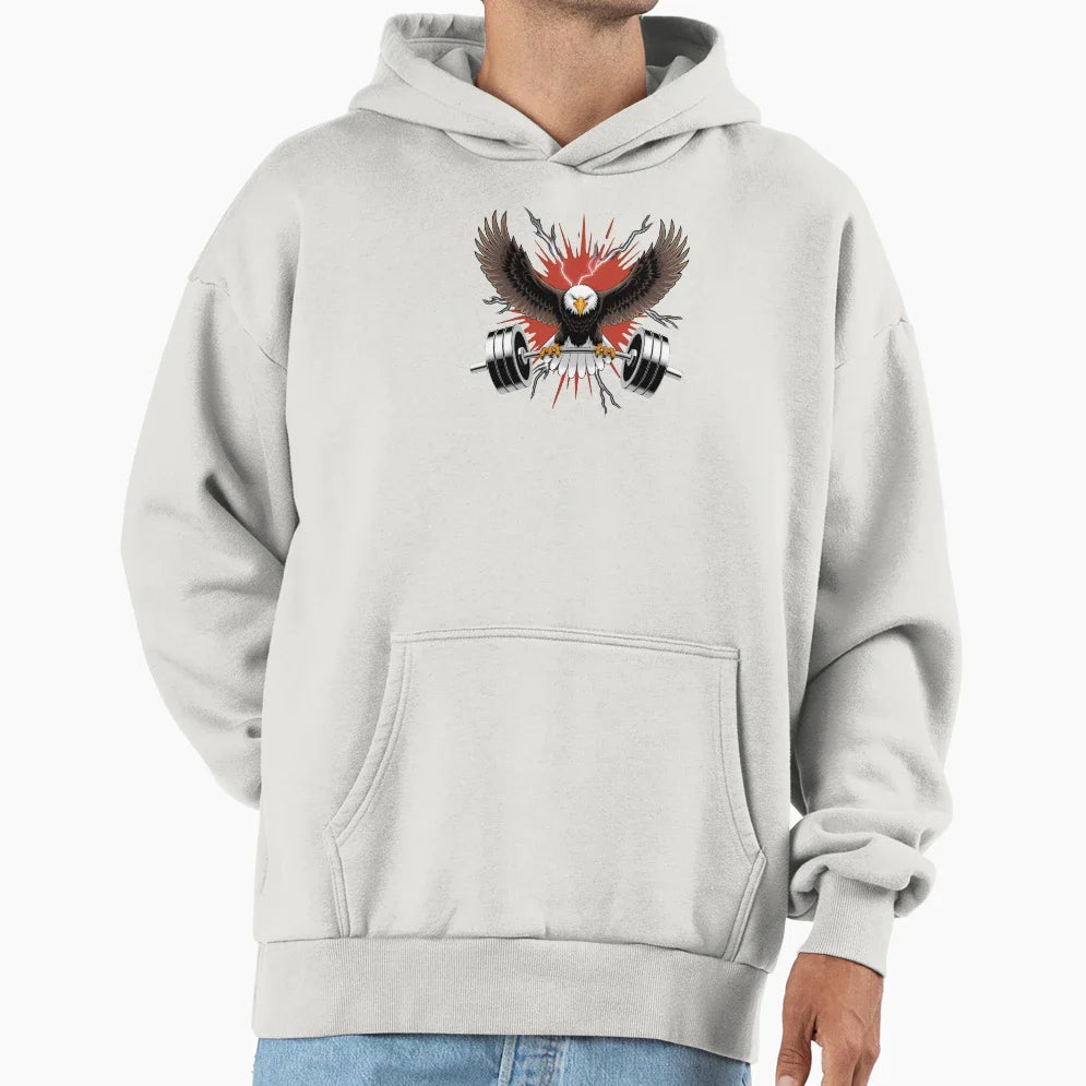 Eagle Gripping Heavy Barbell Its Talons Hoodie - Custom Art Print Unisex