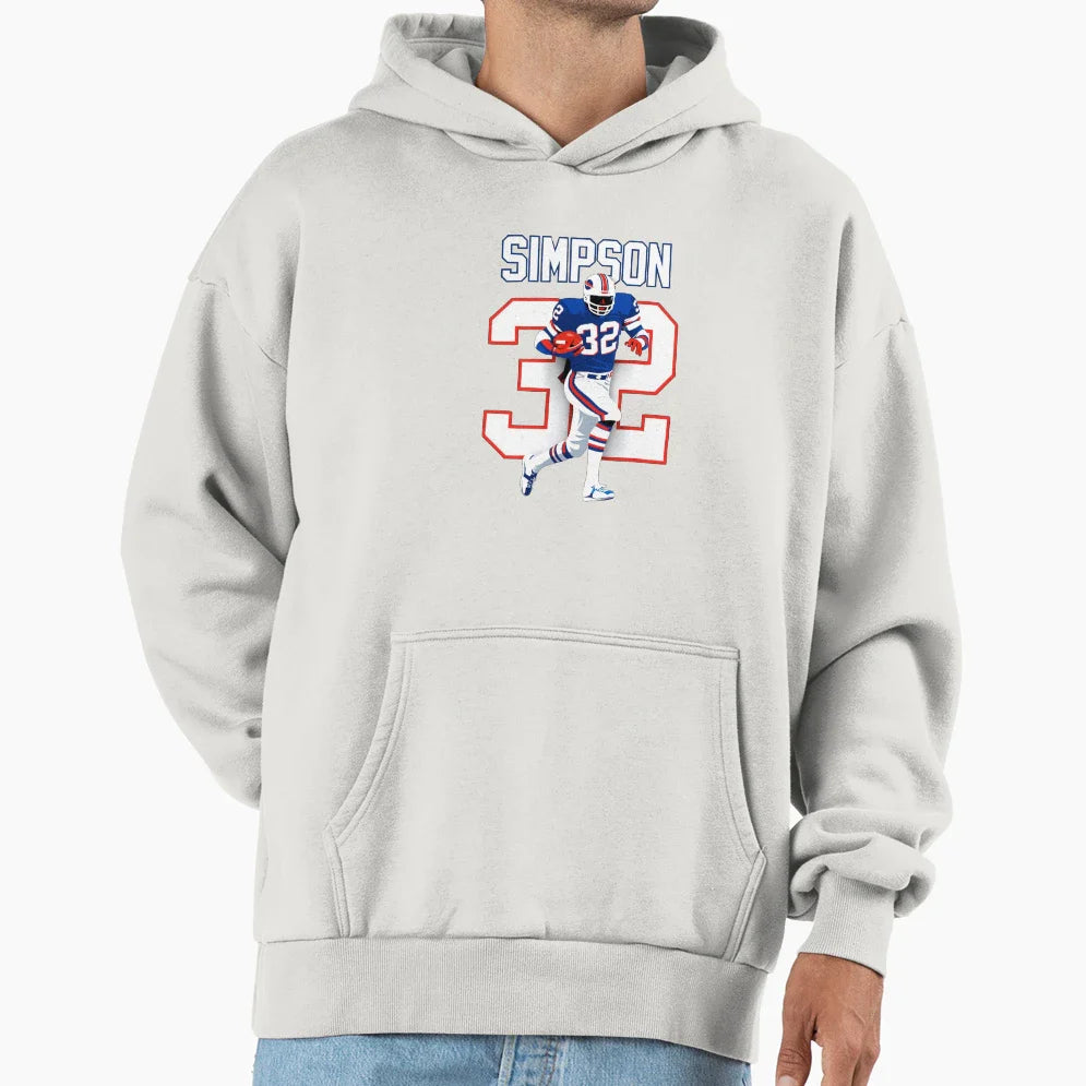O J Simpson Buffalo 32 Football Art Hoodie - Aesthetic Graphic Men Women