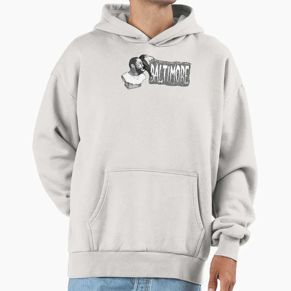 Perched Upon Bust Lewis Quoth Raven Hoodie - Aesthetic Graphic Men Women