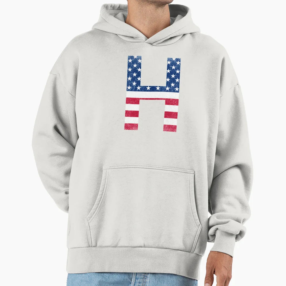 Letter H Capital Alphabet American Hoodie - Fun Novelty Design Men Women