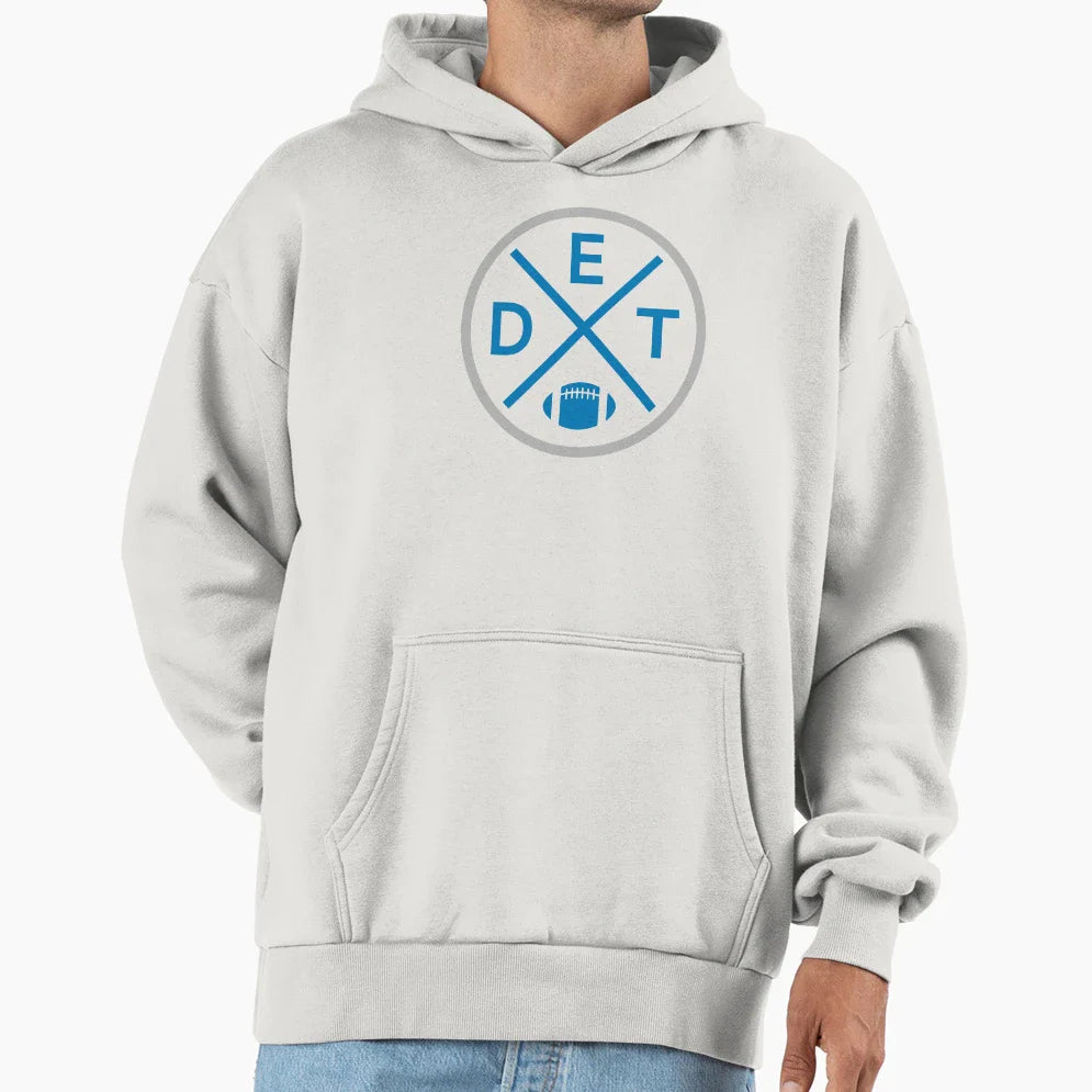 Detroit Football Emblem Det Hoodie - Novelty Apparel for Adults