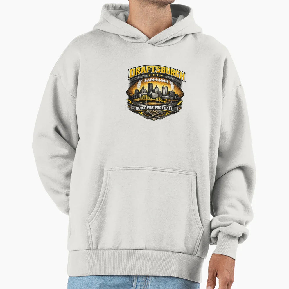 Draftsburgh Built Football Pittsburgh Hoodie - Trendy Graphic for Adults