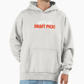 Lets Go Draft Pick Cle White Orange Hoodie - Fun Novelty Design for Adults