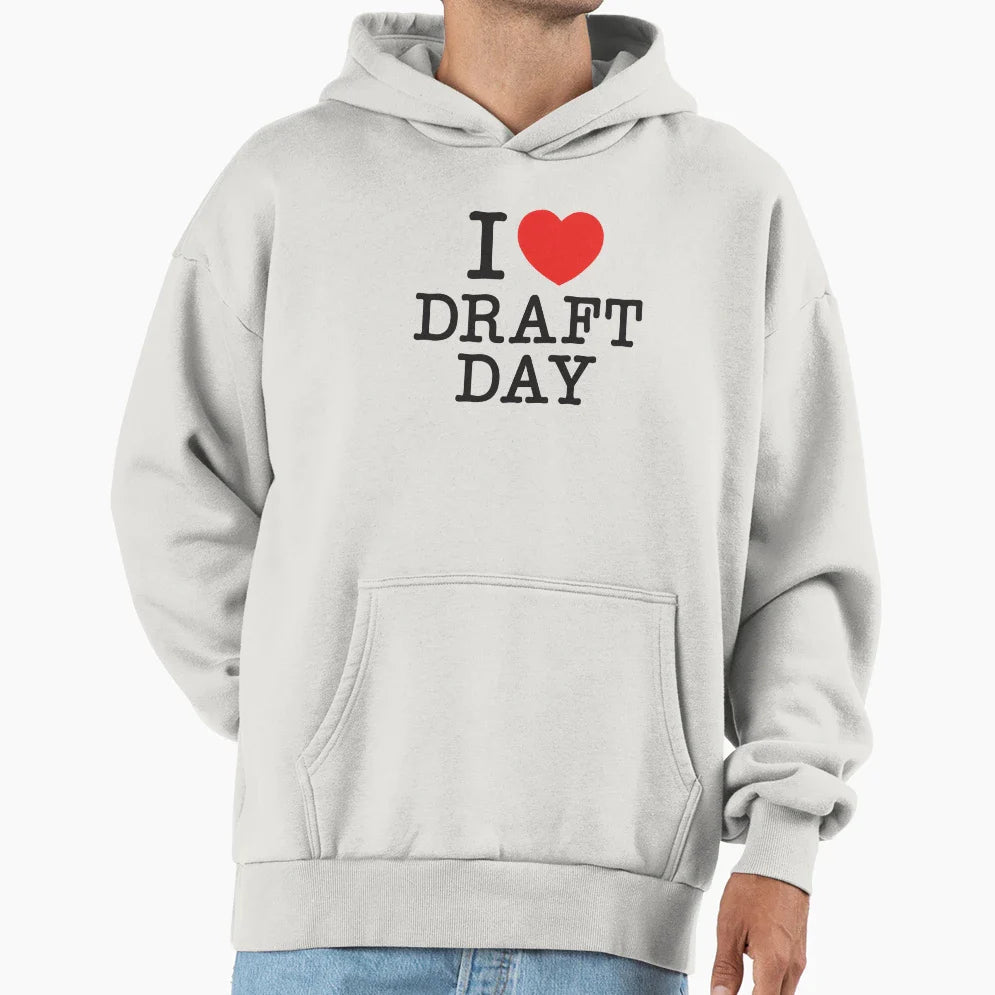 I Love Draft Day Fantasy League Sports Hoodie - Trendy Graphic for Adults