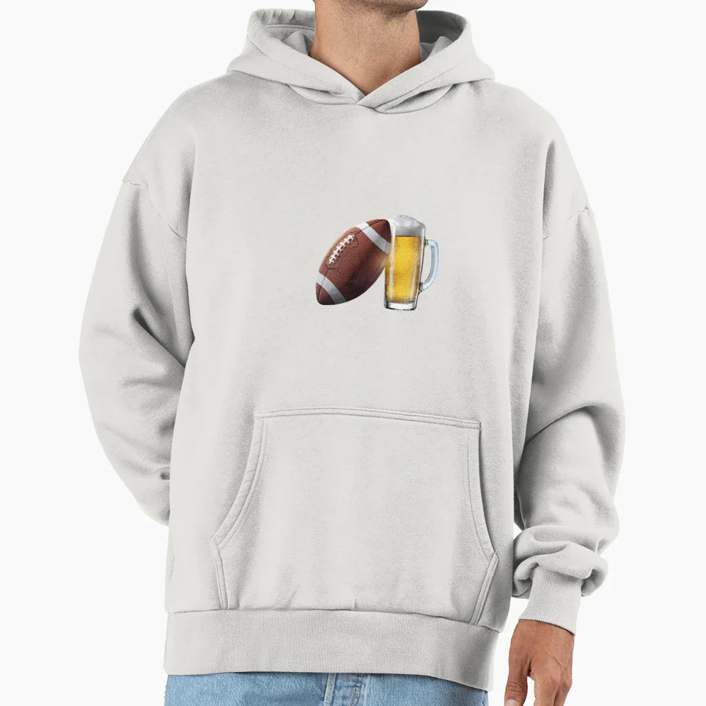 Beer And Football Hoodie - Graphic Print for Adults