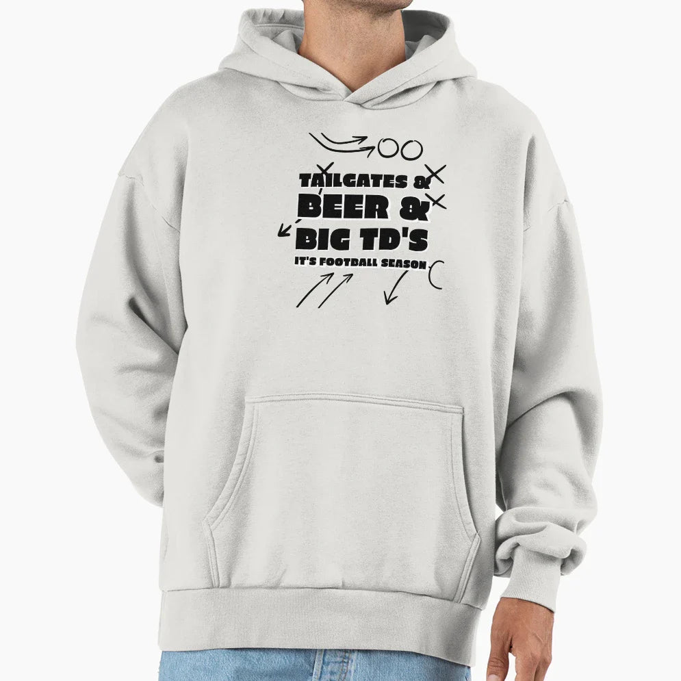 Tailgates Beer Big Tds Football Hoodie - Novelty Apparel for Adults
