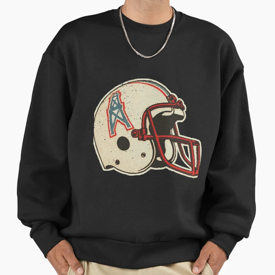 80S Oilers Helmet Defunct Sweatshirt - Aesthetic Graphic Men Women