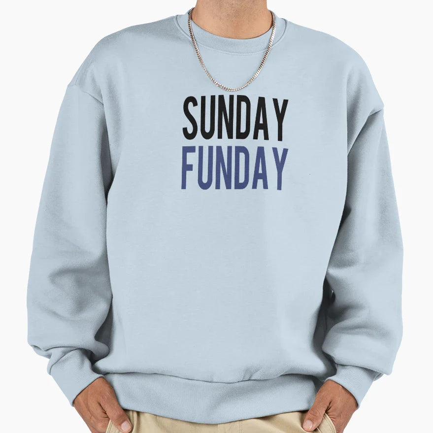 Sunday Funday Black Blue Sweatshirt - Casual Everyday Wear Unisex