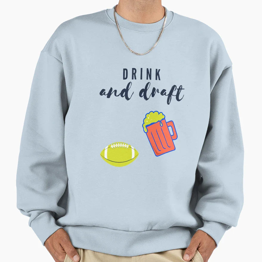 Drink And Draft Sweatshirt - Minimalist Print for Adults
