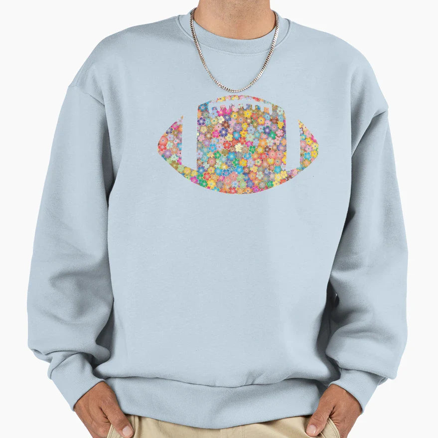 American Football Colorful Flowers Sweatshirt - Unique Graphic for Adults