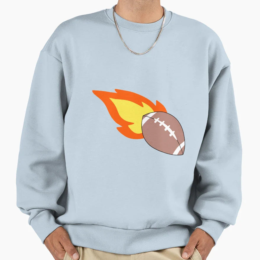 Flaming Football Sweatshirt - Novelty Apparel Men Women