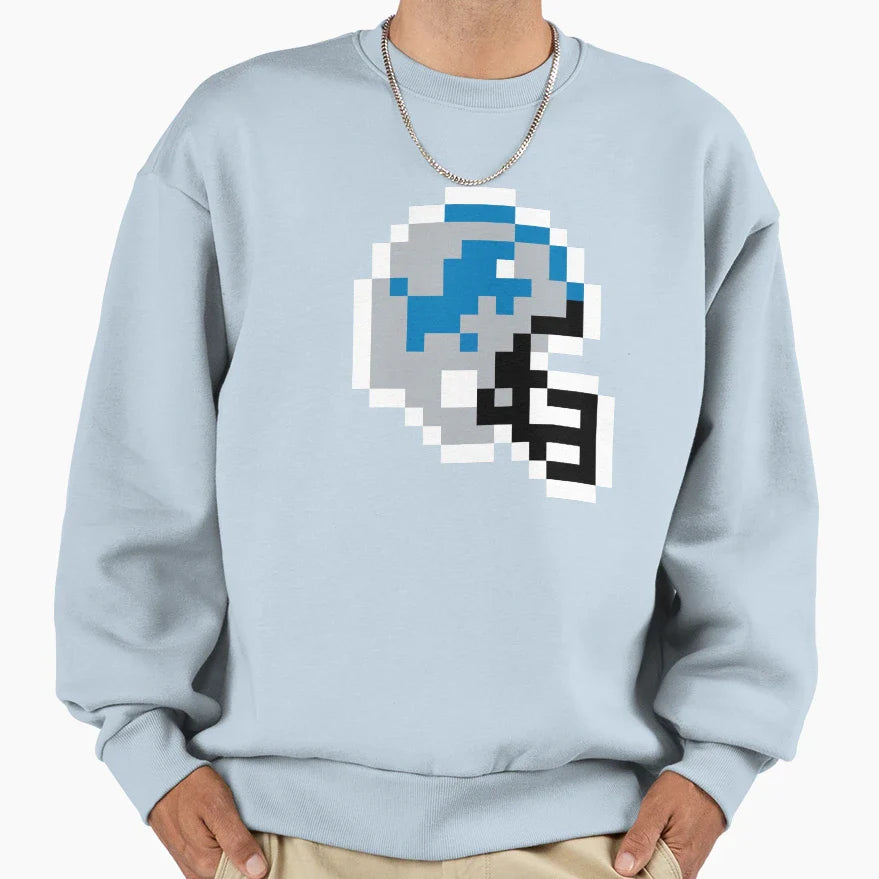 Detroit Lions 8 Bit Football Helmet Sweatshirt - Unique Graphic Men Women