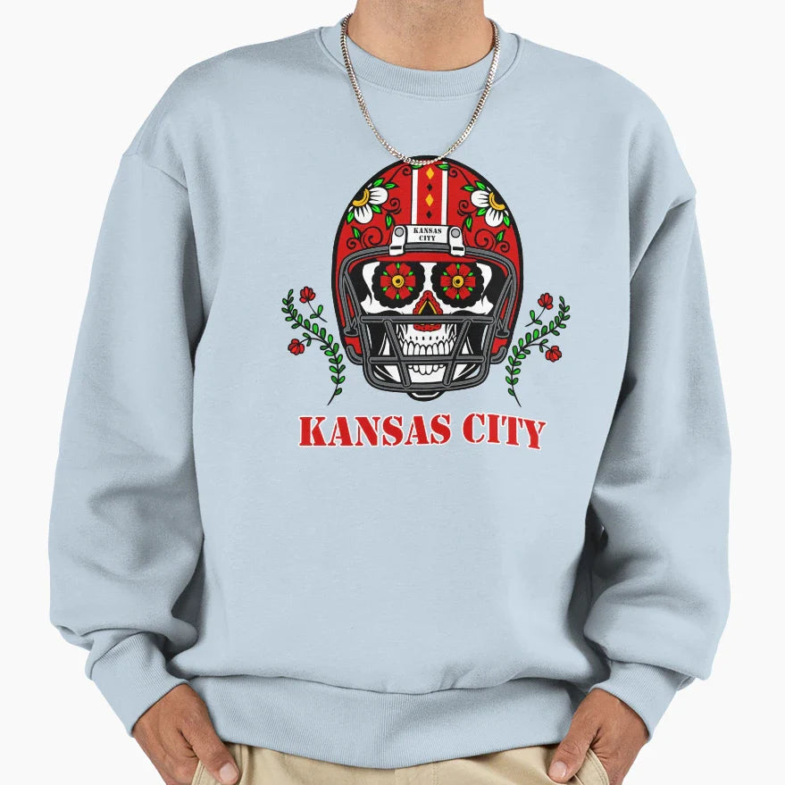 Kansas City Football Helmet Sugar Sweatshirt - Streetwear Style Men Women