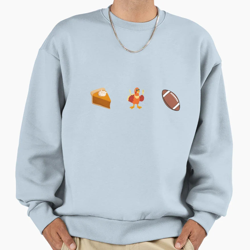 Thanksgiving Pie Turkey And Nfl Sweatshirt - Streetwear Style Unisex