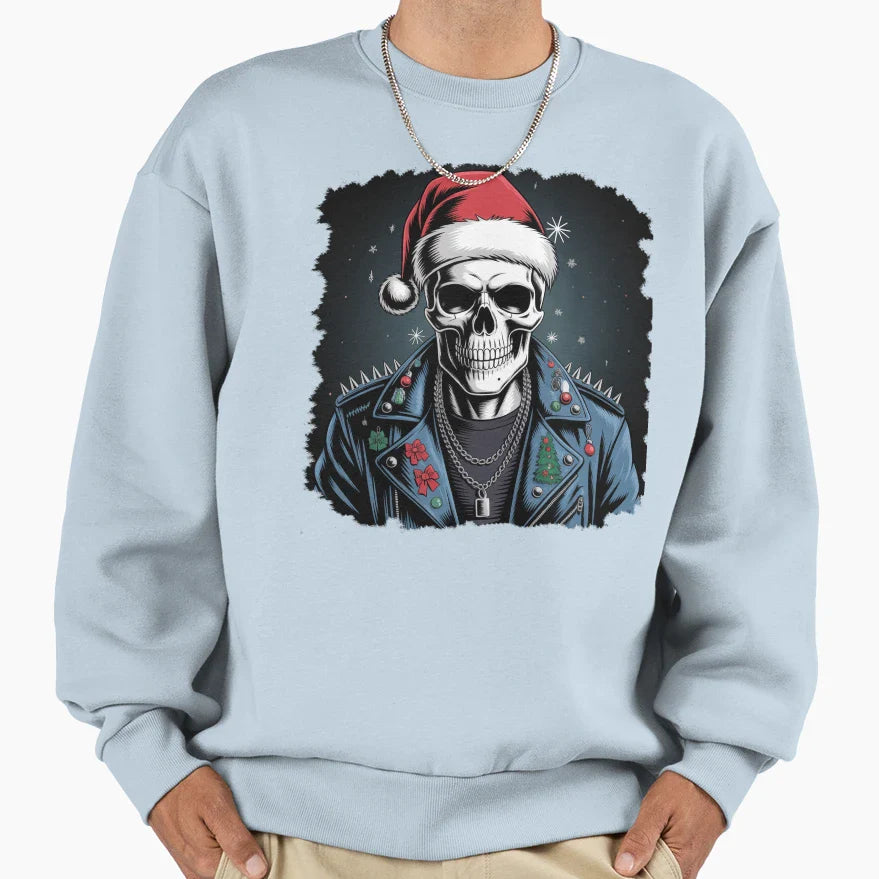 Skull Santas Favorite Human Merry T-Shirt - Trendy Graphic for Adults