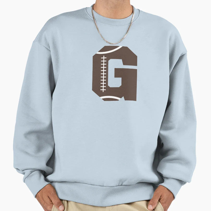 Personalized Football Initial G Sweatshirt - Graphic Print for Adults
