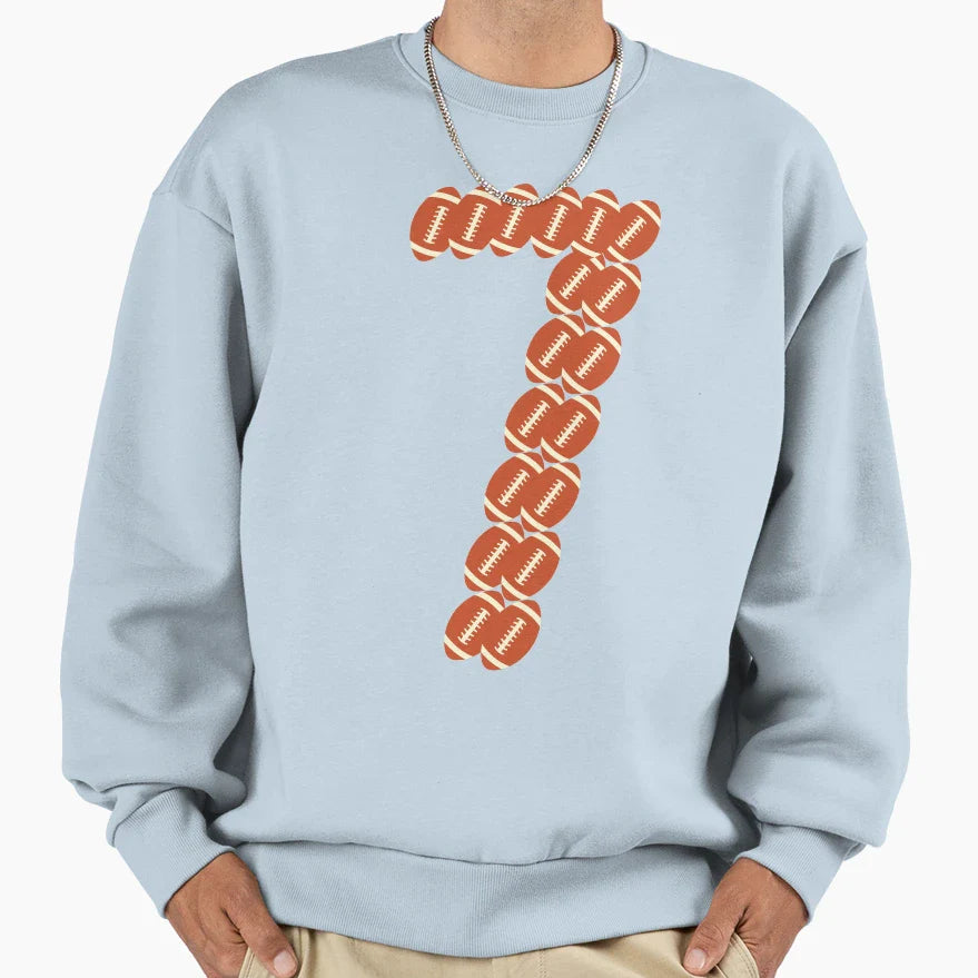 Player Number 7 Seven American Sweatshirt - Fun Novelty Design for Adults